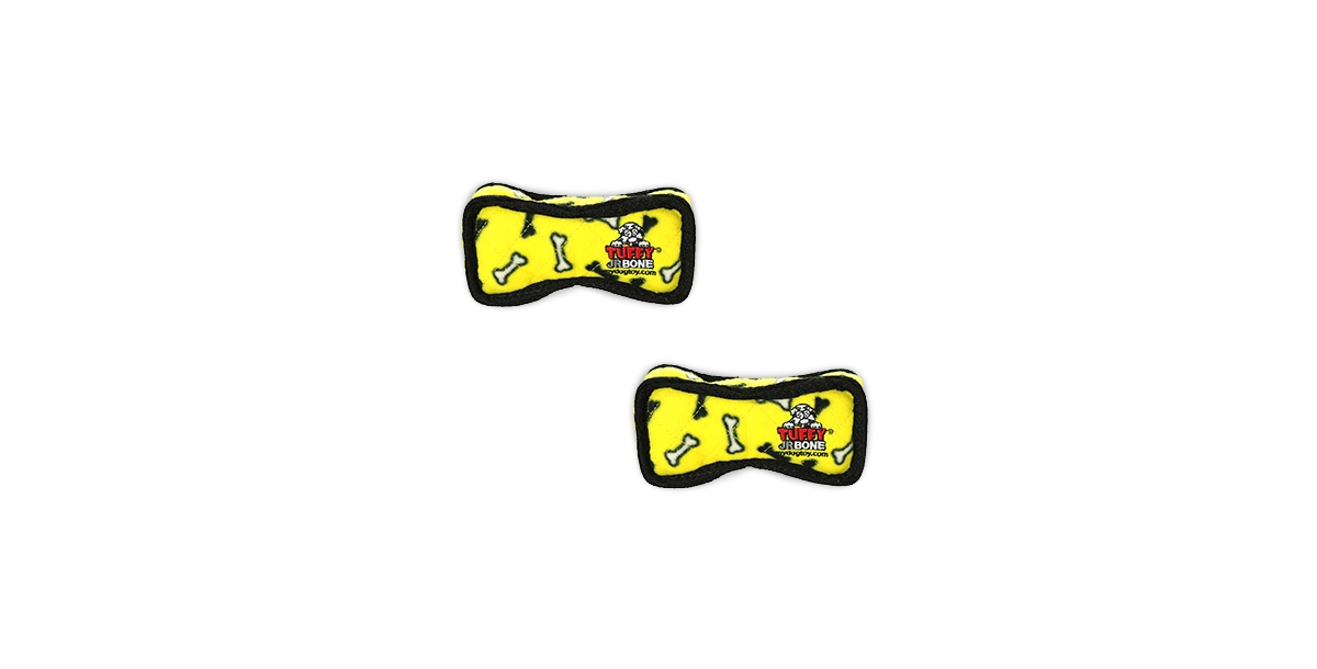 Jr Bone2 Yellow Bone, 2-Pack Dog Toys - Bright Yellow