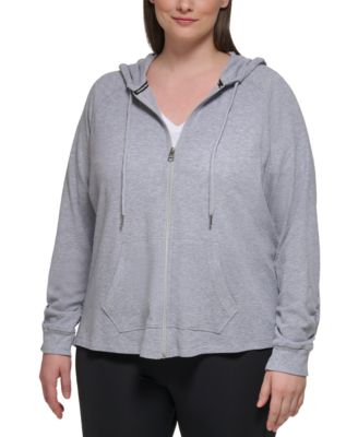 Ruched-Sleeve Zip Hoodie