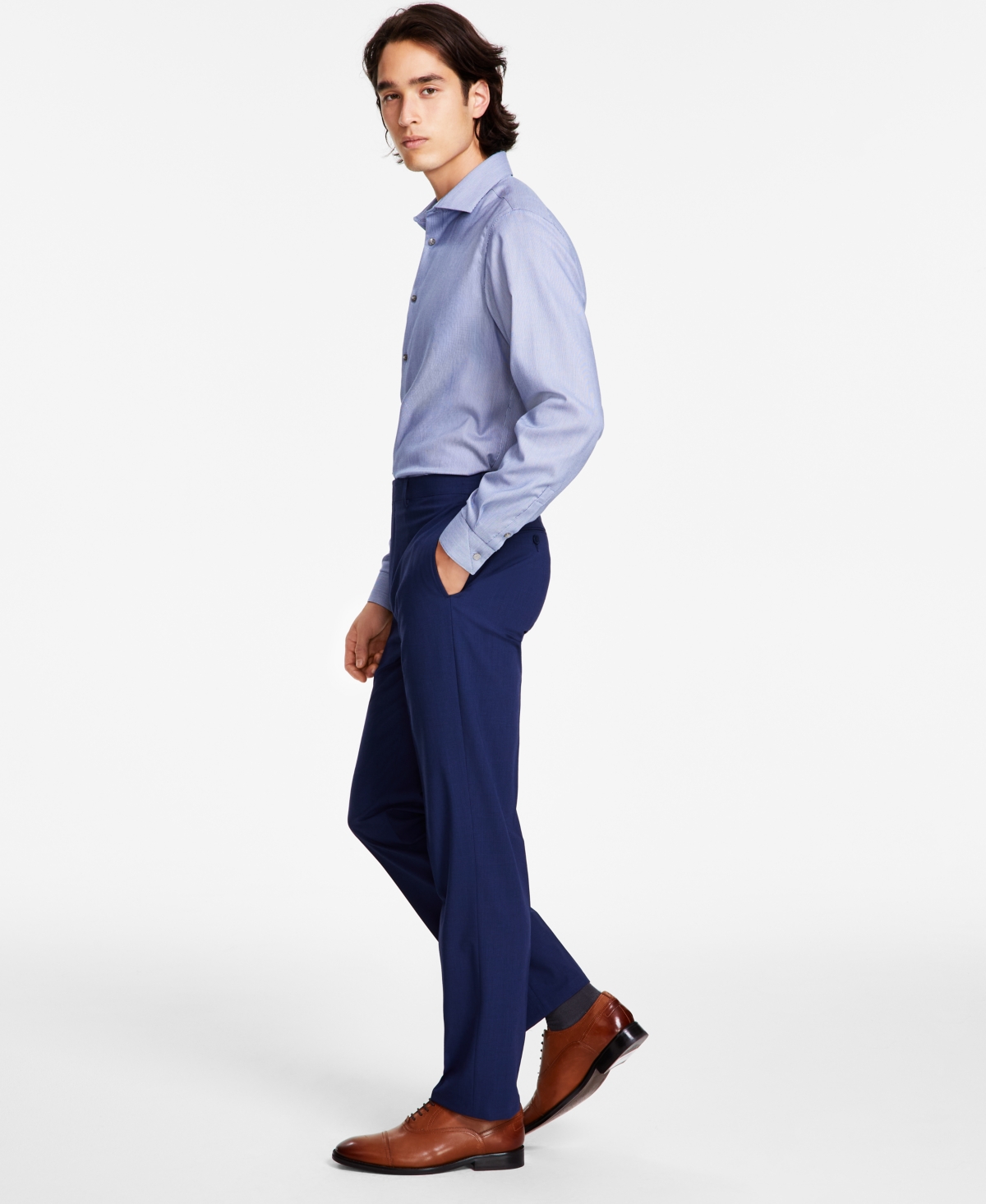 Shop Calvin Klein Men's Slim-fit Performance Dress Pants In Blue