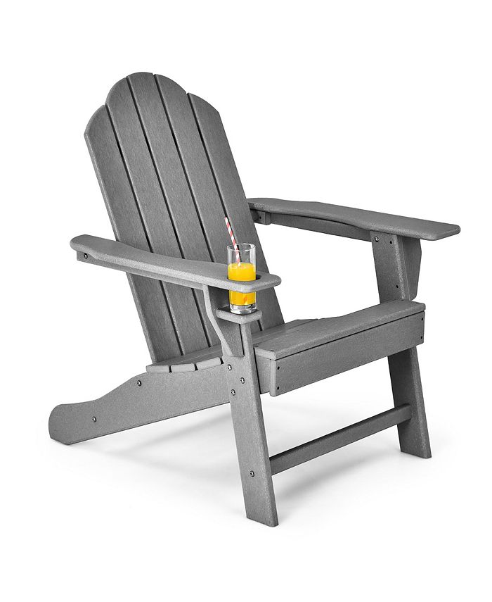 Costway Patio Adirondack Chair Weather Resistant Garden Deck W/Cup