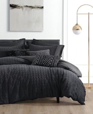 Shop Karl Lagerfeld Velvet Houndstooth Comforter Sets In Black