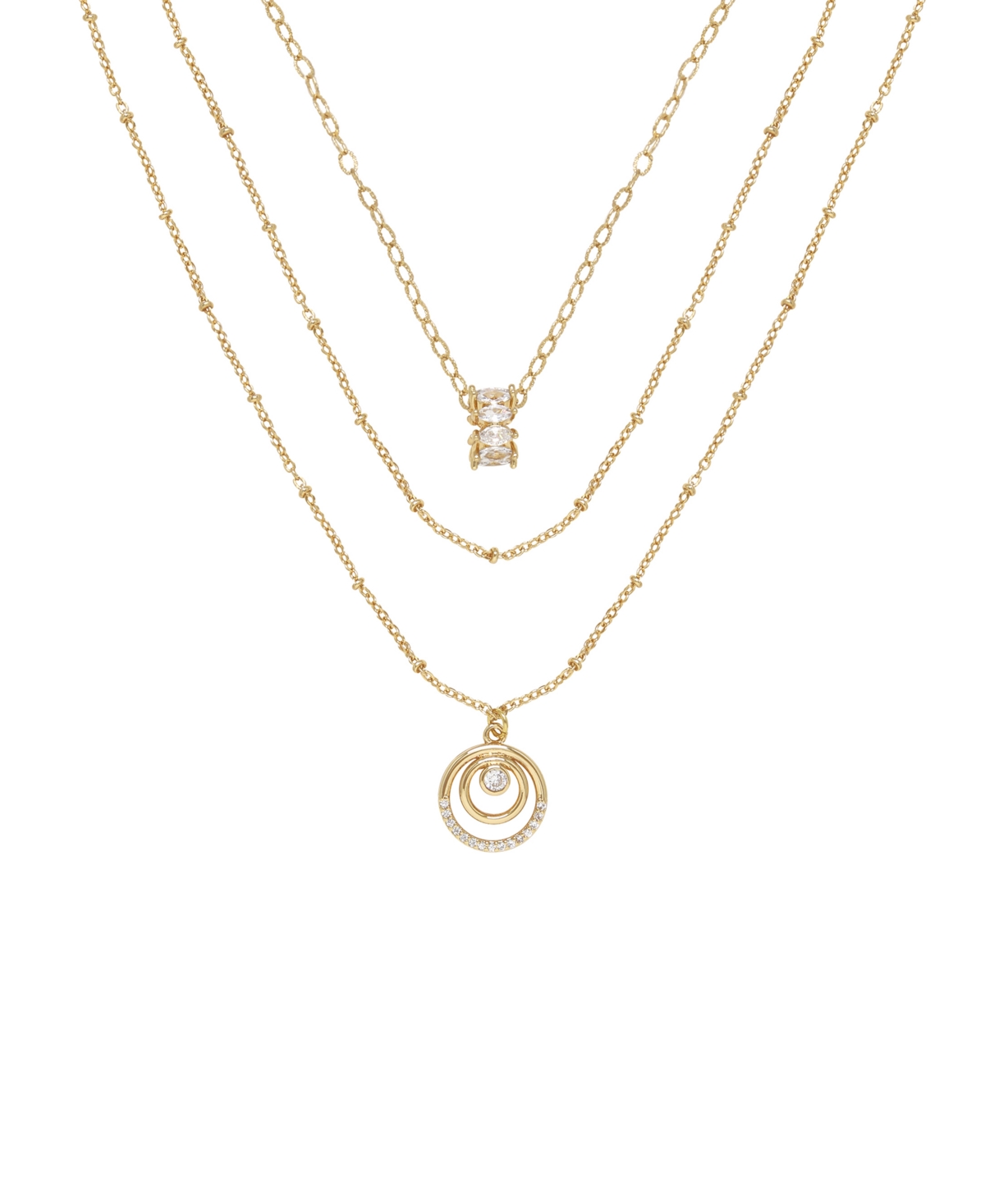 Ettika Circles Of Crystal Dainty Layered 18k Gold Plated Necklace Set