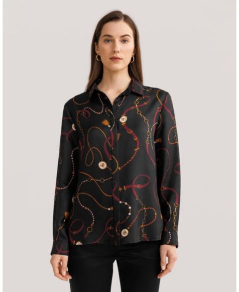 Женская рубашка LILYSILK Louisville Print Silk, цвет: С принтом