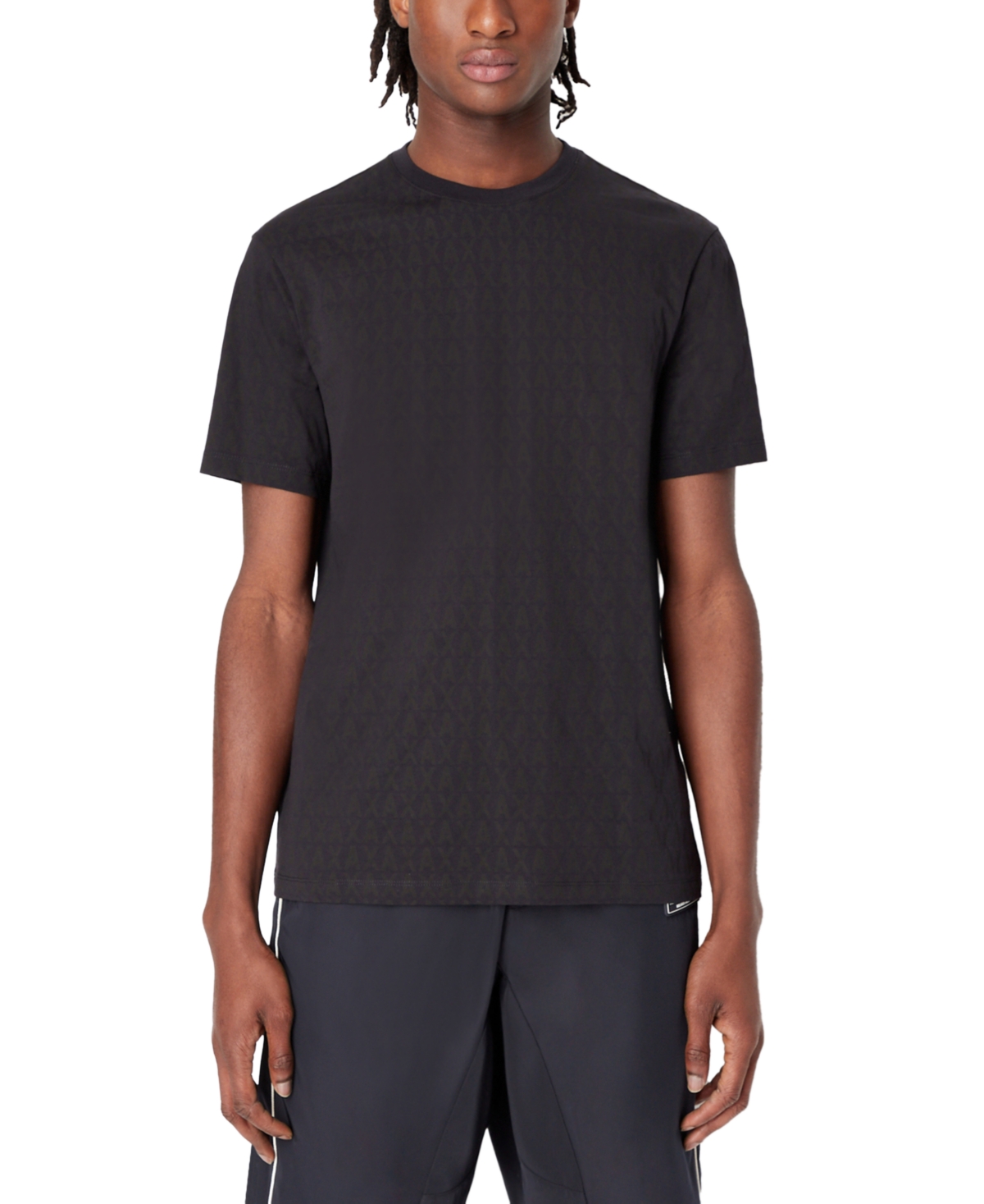 A X Armani Exchange Men's Allover Logo Short-sleeve Crewneck T-shirt In Navy