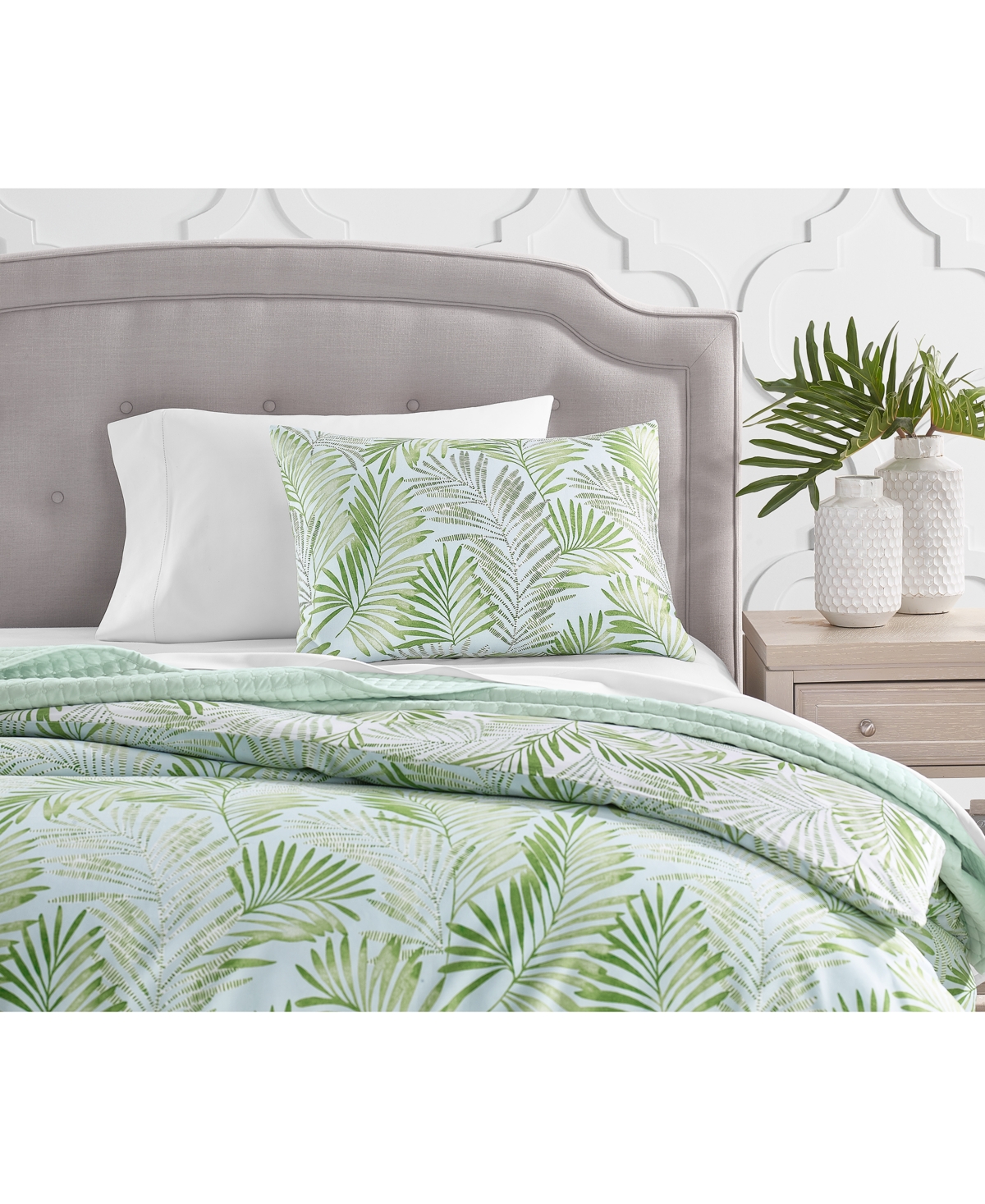Charter Club Damask Designs Cascading Palms 300-Thread Count 3-Pc. Duvet Cover Set, Full/Queen, Exclusively at Macy's -pastel Gr