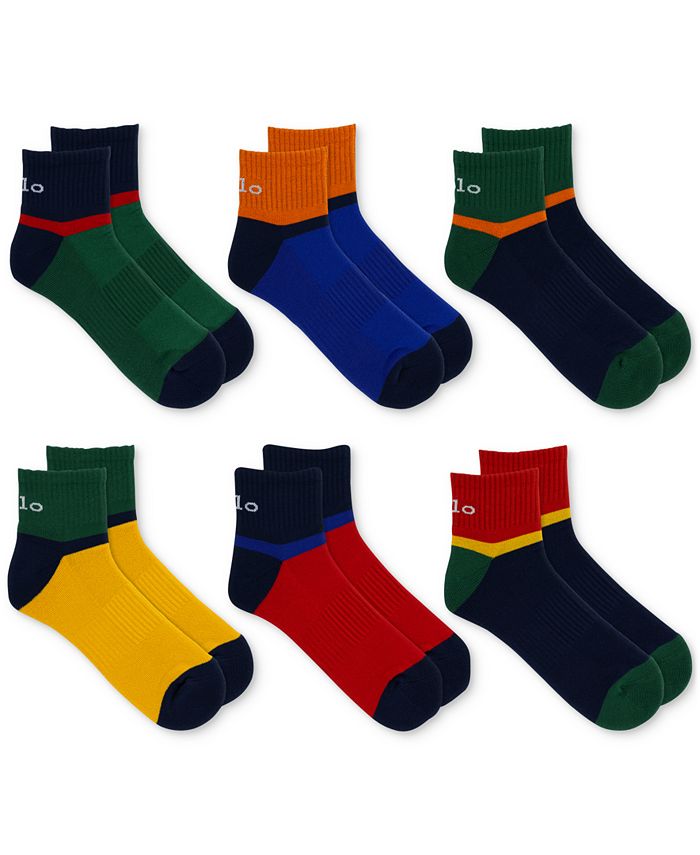 Polo Ralph Lauren Men's Colorblock Quarter Sock, 6-Pack - Macy's