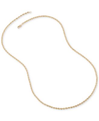 Lightweight Diamond Cut Rope Chain 24“ Necklace (3mm) in 14k Yellow Gold