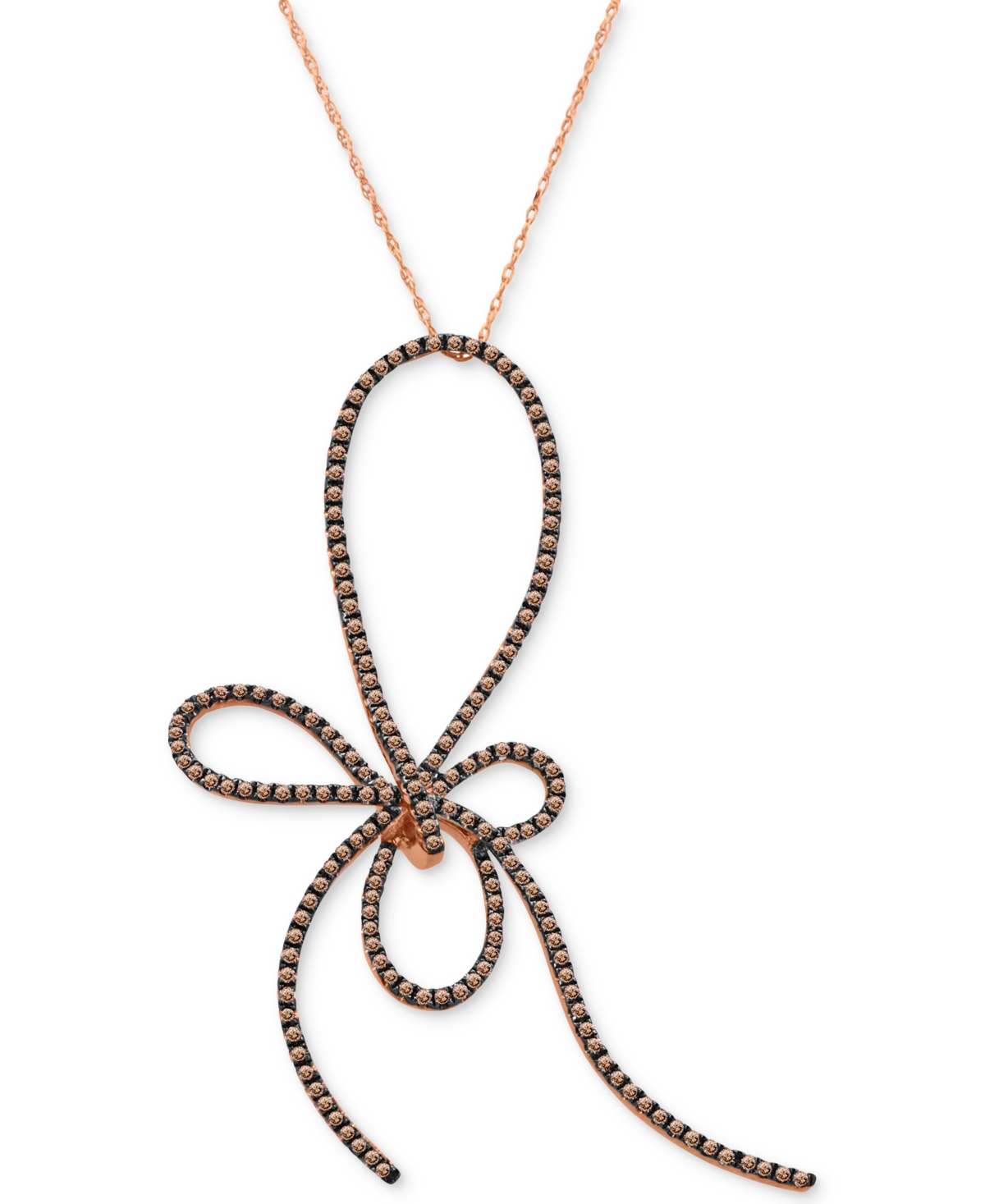 Le Vian Chocolatier Chocolate Diamond Ribbon 18" Pendant Necklace (3/4 ct. t.w.) in 14k Rose Gold
