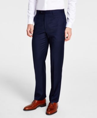 Men's Classic-Fit Wool-Blend Stretch Solid Suit Pants