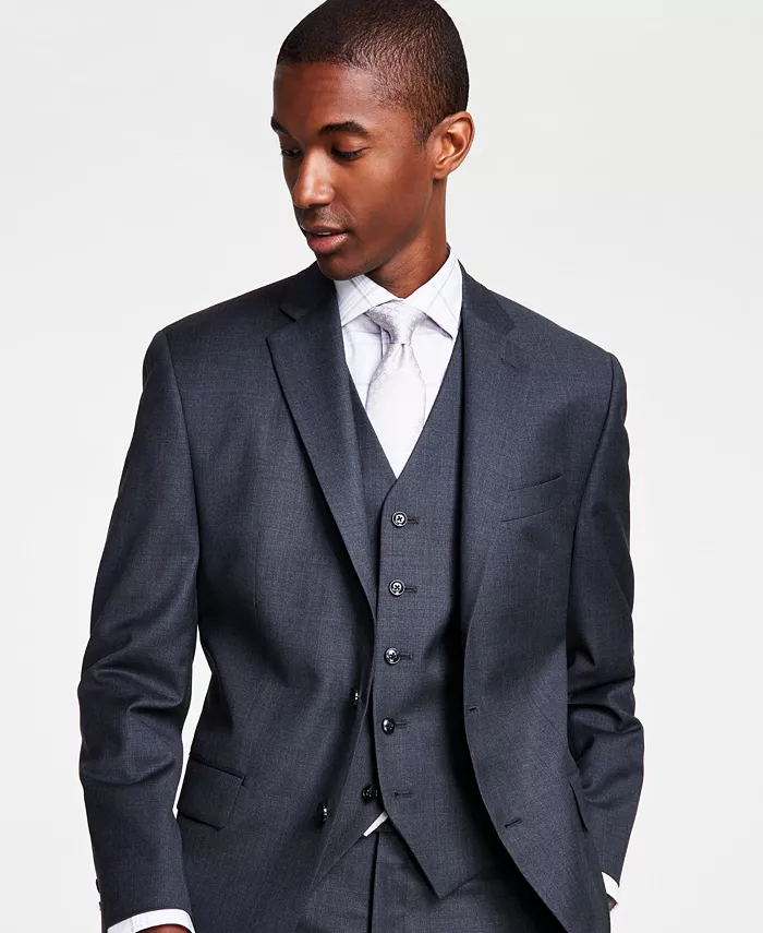 Men's Classic-Fit Wool-Blend Stretch Solid Suit Jacket - thumbnail 3