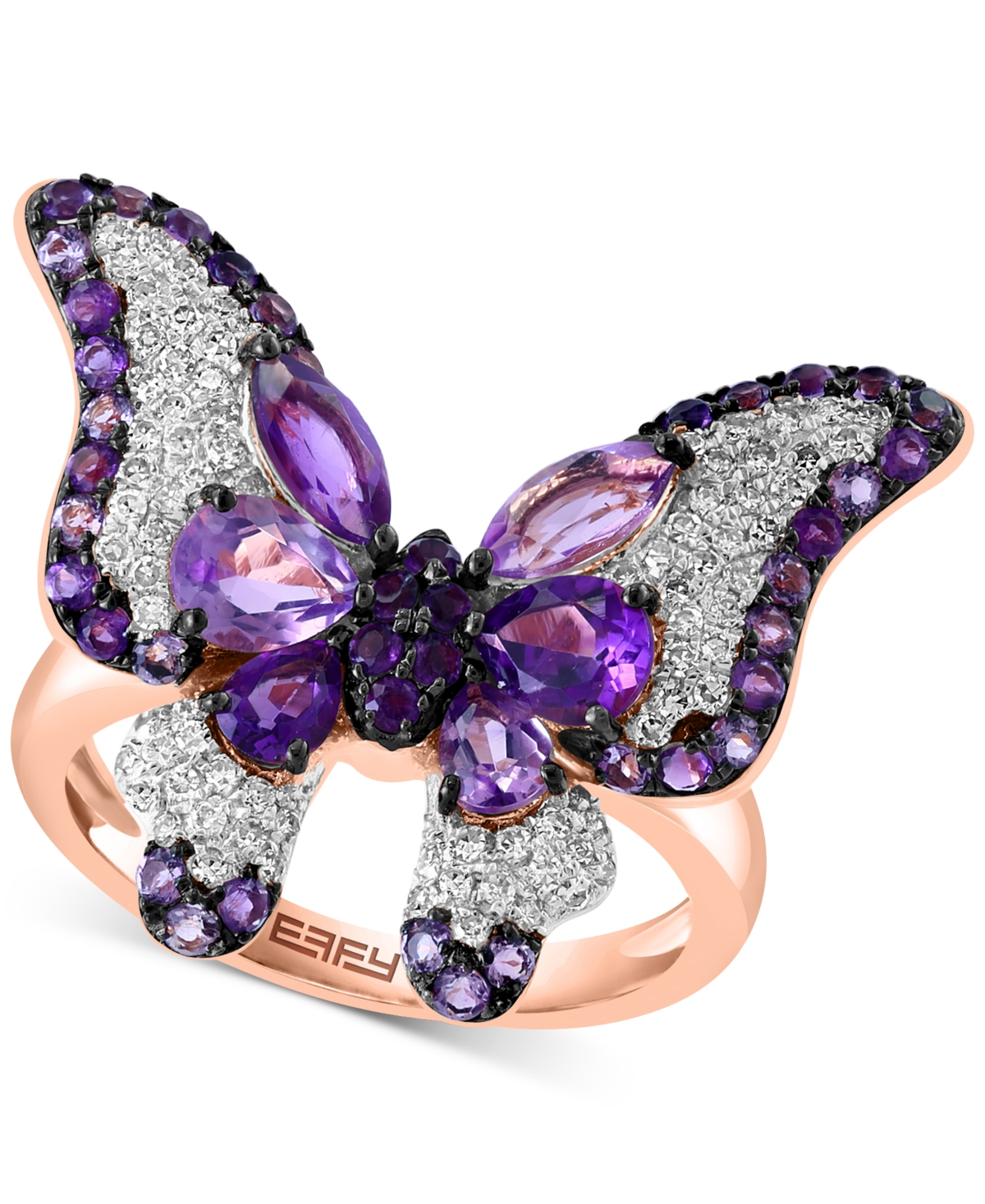 Effy Collection Effy Amethyst (1-3/4 Ct. T.w.) & Diamond (1/3 Ct. T.w.) Ring In 14k Rose Gold