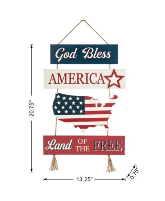 20.75" H Patriotic, Americana Word Sign Door Hanger