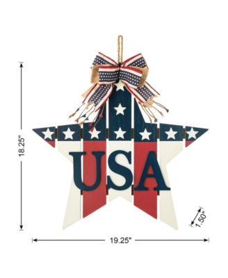 19.25" L Patriotic, Americana Wooden Star Door Hanger