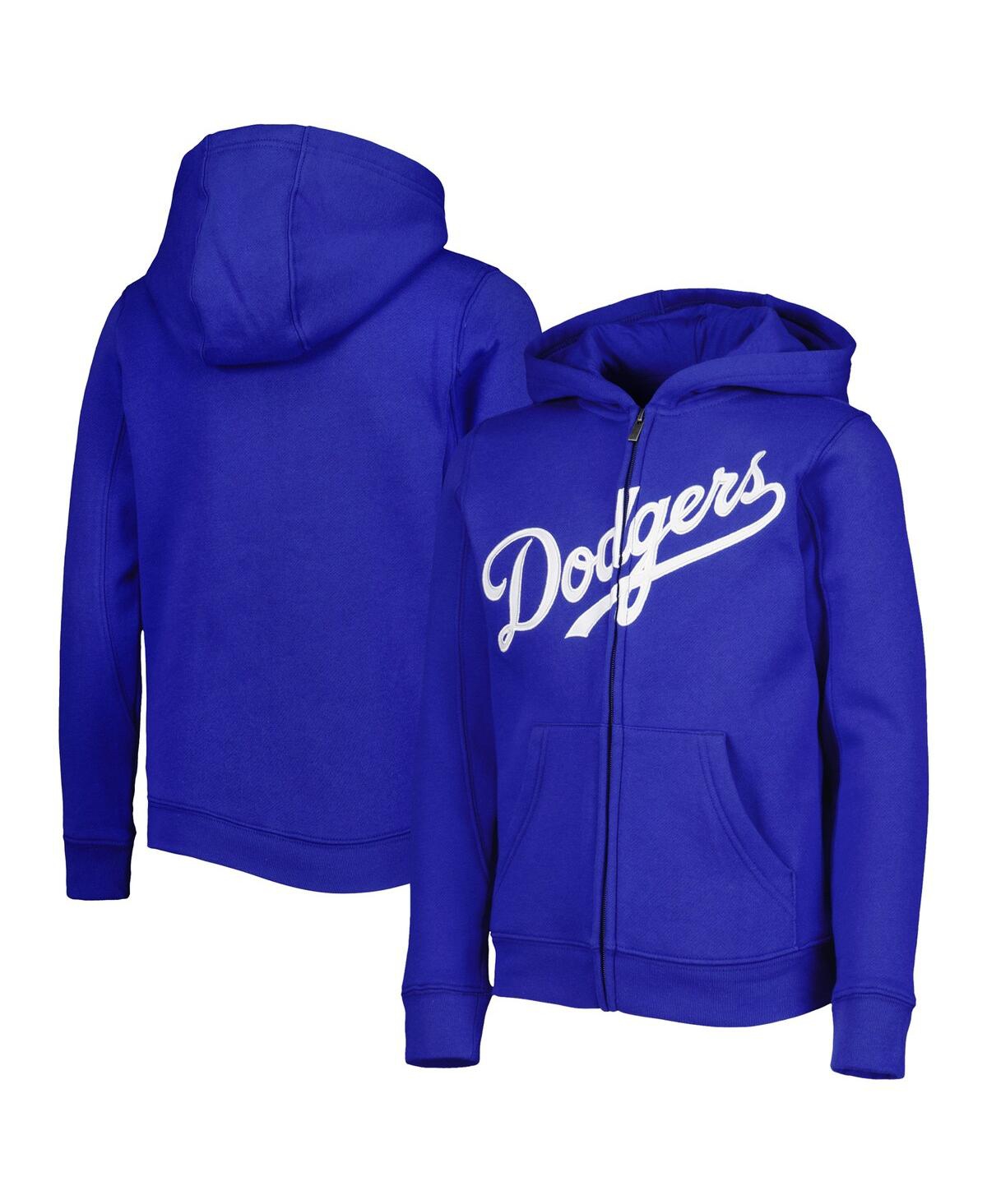 Outerstuff Youth Royal Los Angeles Dodgers Wordmark Full-zip Fleece Hoodie In Royal
