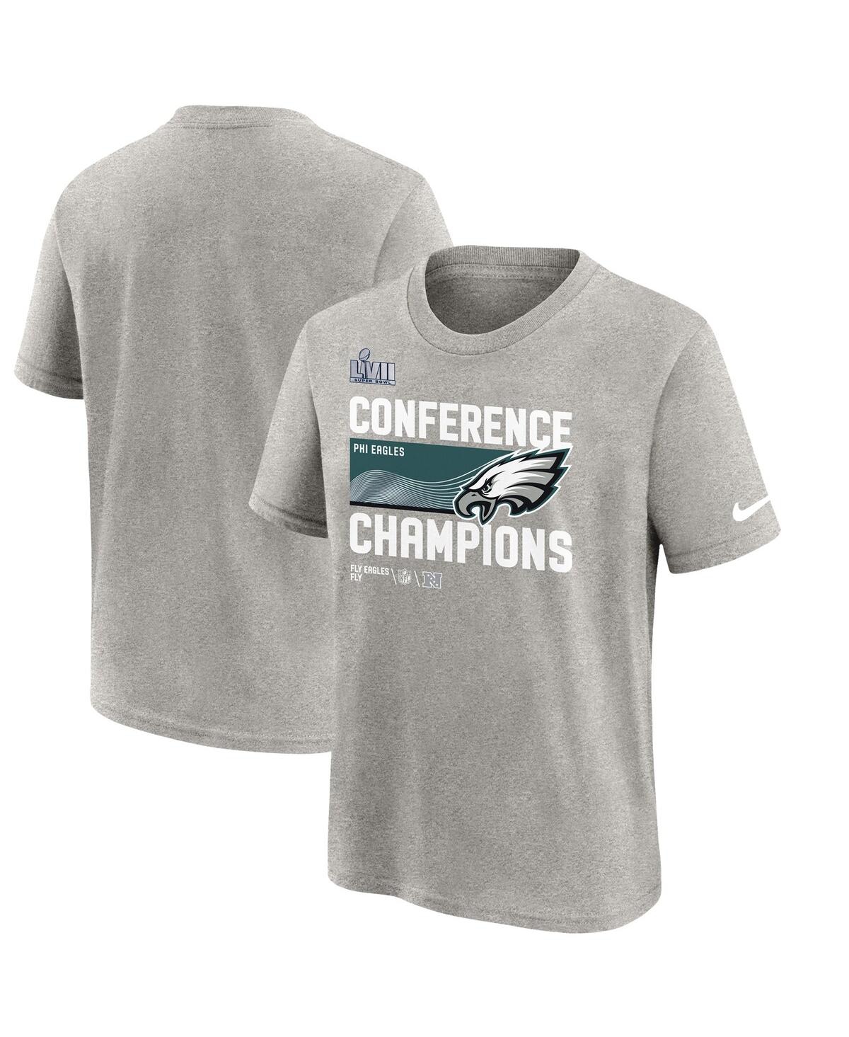 Shop Nike Big Boys  Gray Philadelphia Eagles 2022 Nfc Champions Locker Room Trophy Collection T-shirt