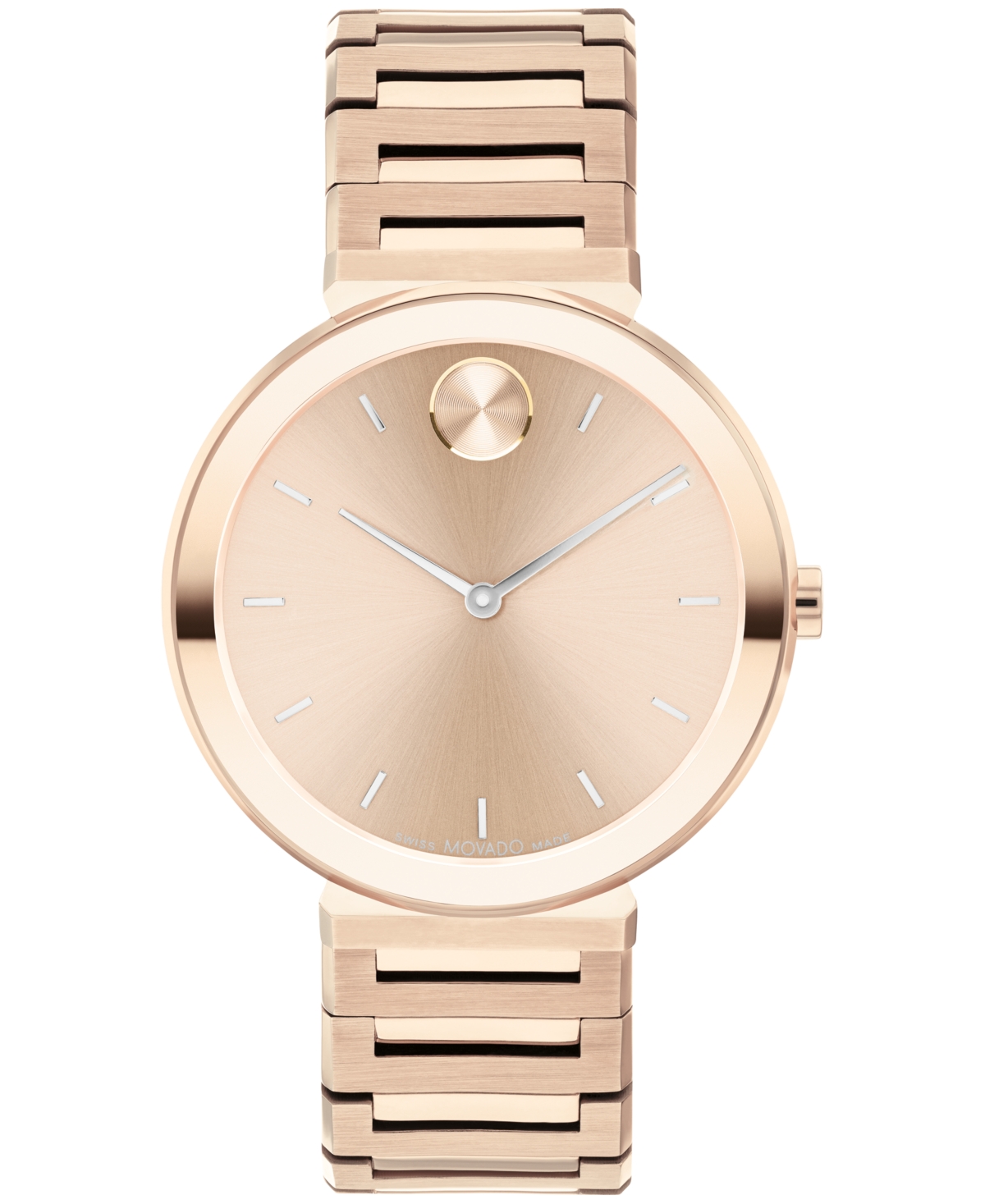 Movado Women's Bold Horizon Swiss Quartz Ionic Plated Carnation Gold-tone Steel Watch 34mm