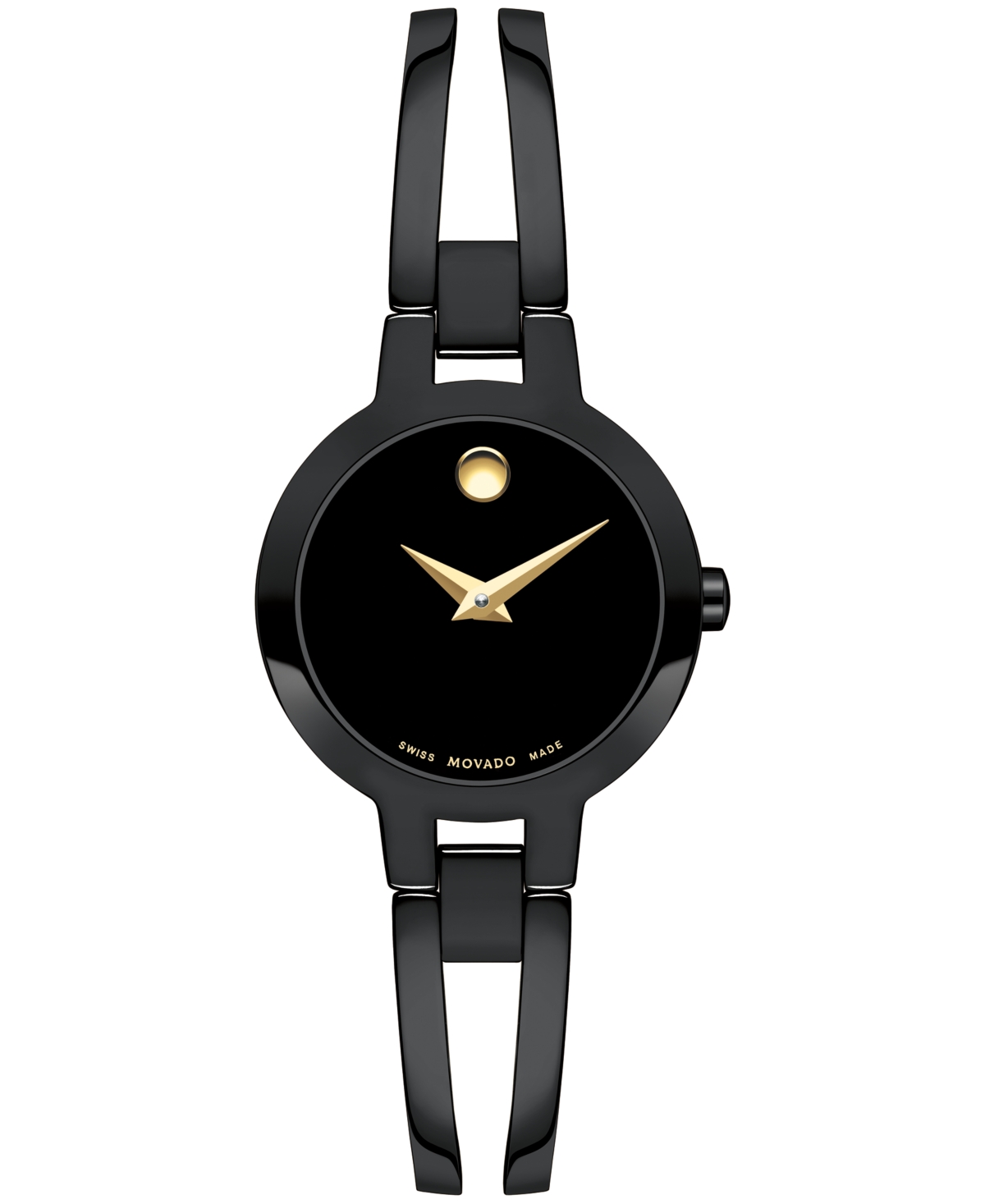 Movado Women's Amorosa Black Stainless Steel Bracelet Watch In Black / Gold Tone / Yellow