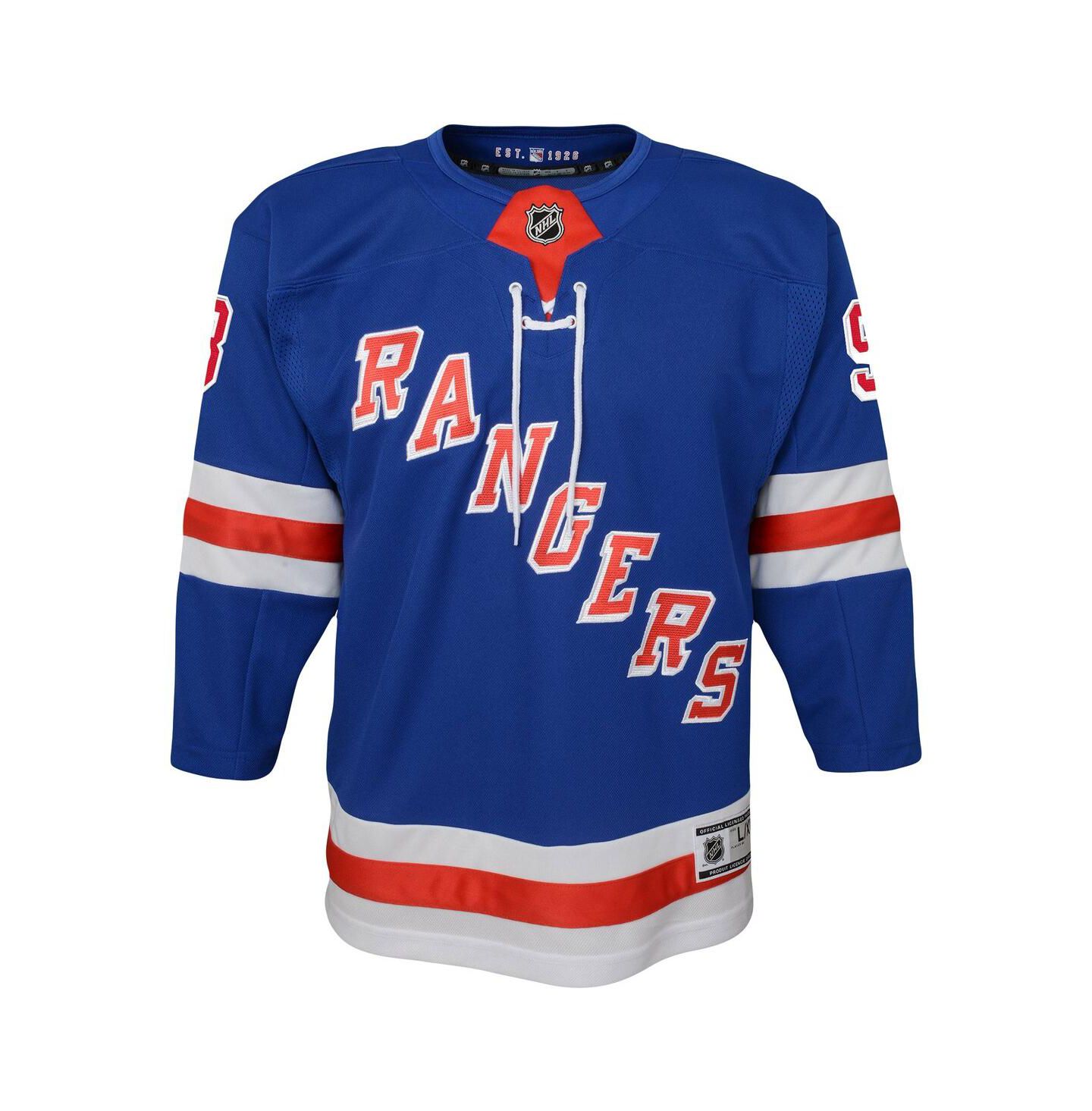 Топ Outerstuff Mika Zibanejad Blue New York Rangers Premier Player Jersey для мальчиков, цвет: Синий — фото 3