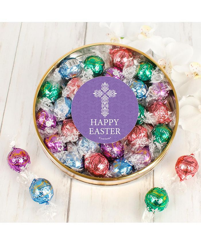 Just Candy Easter Candy Gift Tin with Chocolate Lindor Truffles by