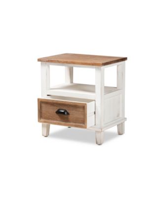 Glynn Rustic Farmhouse Weathered 20.3" Two-Tone and Finished Wood 1-Drawer Nightstand
