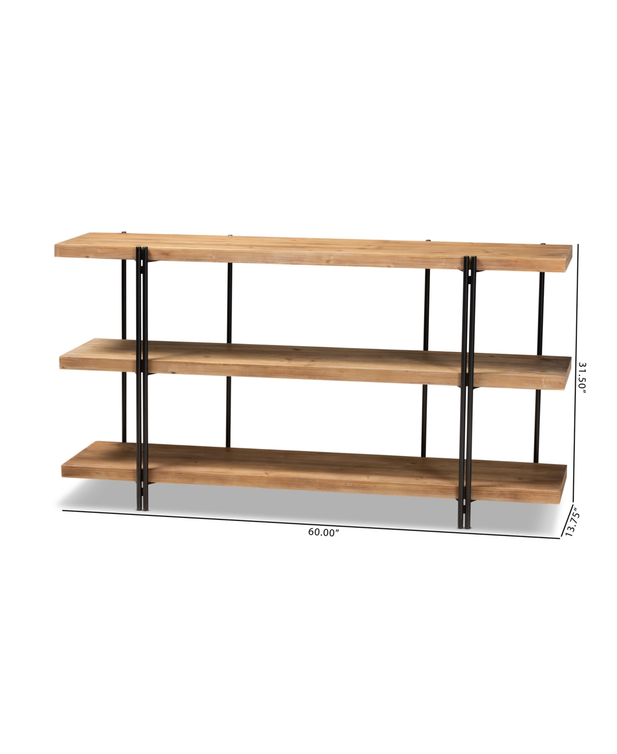 Baxton Studio Tarah Modern 60" Rustic And Industrial Finished Wood And Finished Metal Console Table In Natural Brown,black