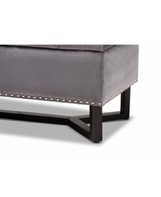 Esther Modern and Contemporary Velvet Fabric Upholstered and Finished Wood Storage Ottoman