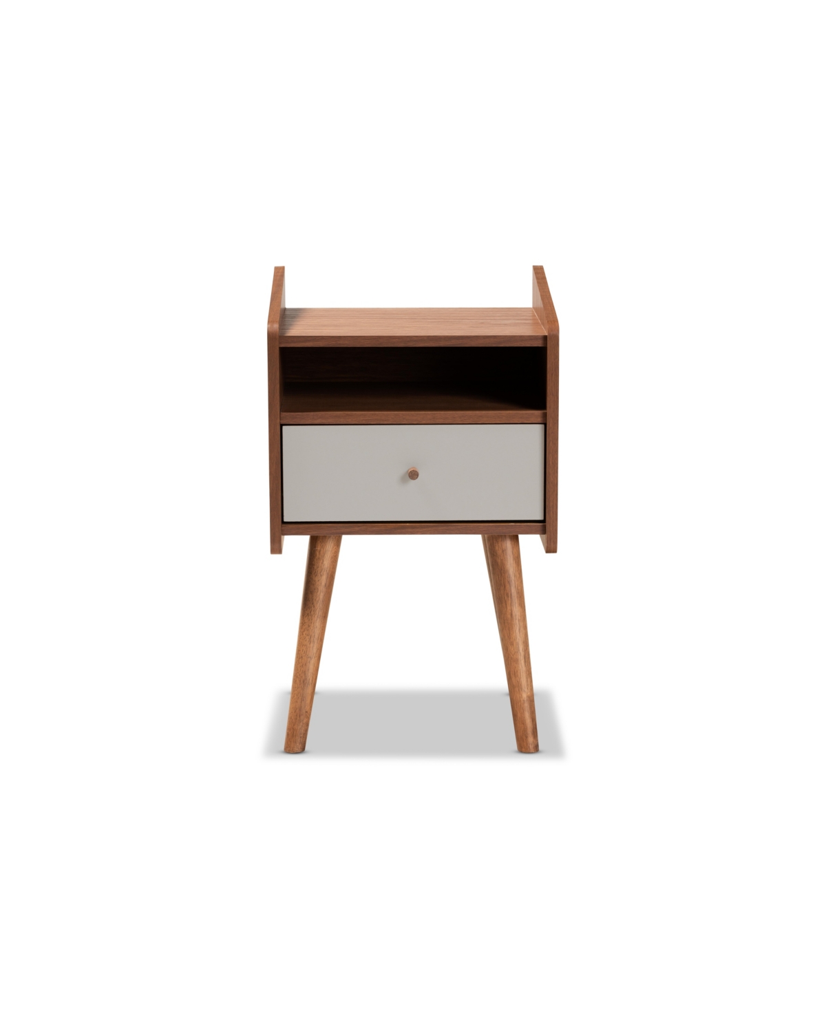 Shop Baxton Studio Elario Mid-century Modern 25" Two-tone And Finished Wood 1-drawer Nightstand In Gray,walnut Brown
