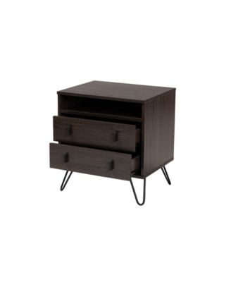 Glover Modern and Contemporary 21.7" Finished Wood and Finished Metal 2-Drawer Nightstand