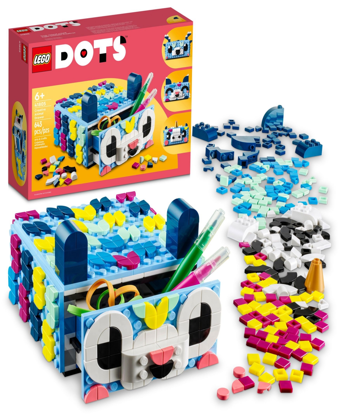 Lego Dots Creative Animal Drawer 41805 Building Set, 643 Pieces In Multicolor