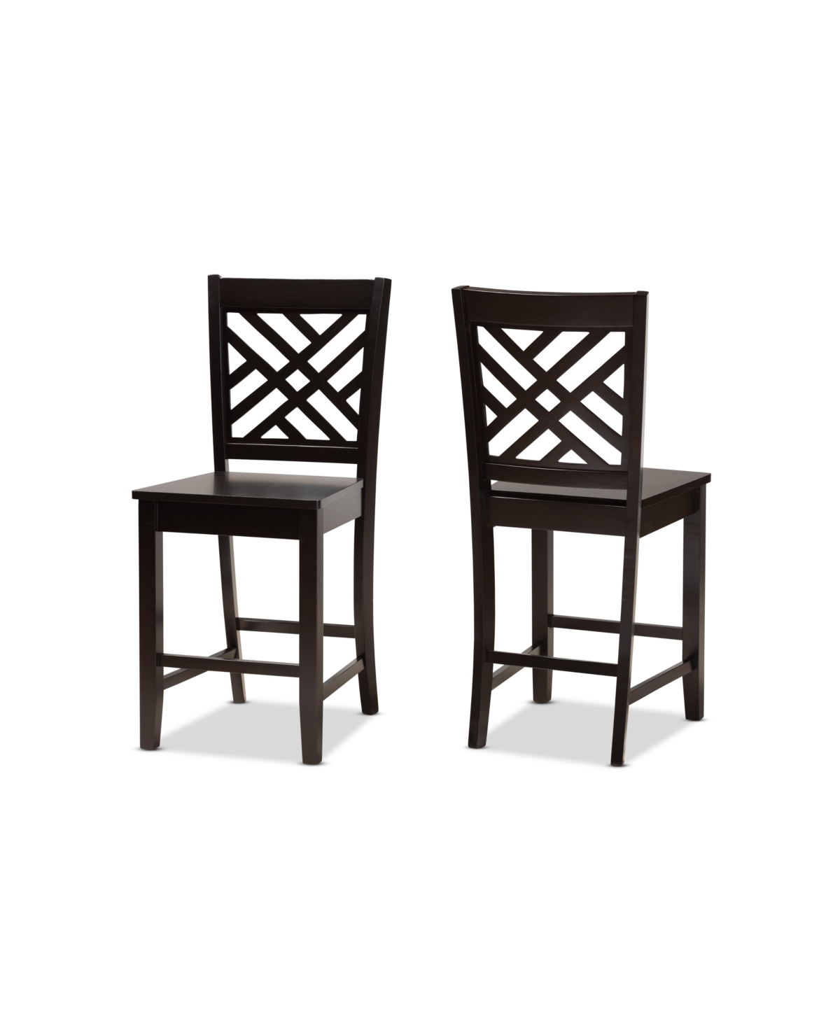 Baxton Studio Caron Modern And Contemporary Transitional 2-piece Finished Wood Counter Stool Set In Dark Brown
