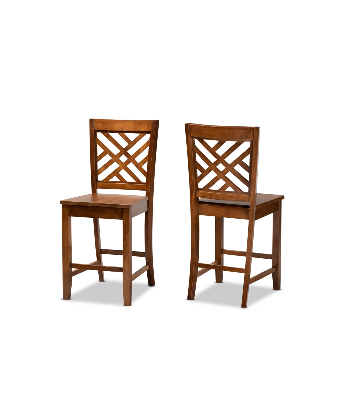 Baxton Studio Caron Modern And Contemporary Transitional 2-piece Finished Wood Counter Stool Set In Walnut Brown