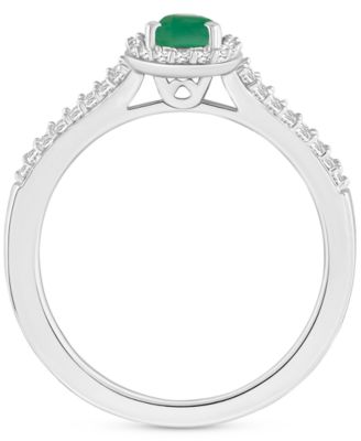 Sapphire (5/8 ct. t.w.) & Diamond (1/4 ct. t.w.) Oval Halo Split Shank Ring in Sterling Silver (Also in Ruby & Emerald)