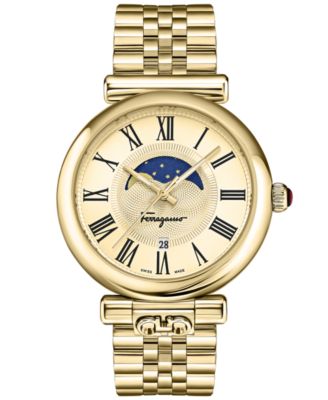Ferragamo - Men's Swiss Ora Moonphase Gold Ion Plated Bracelet Watch 40mm
