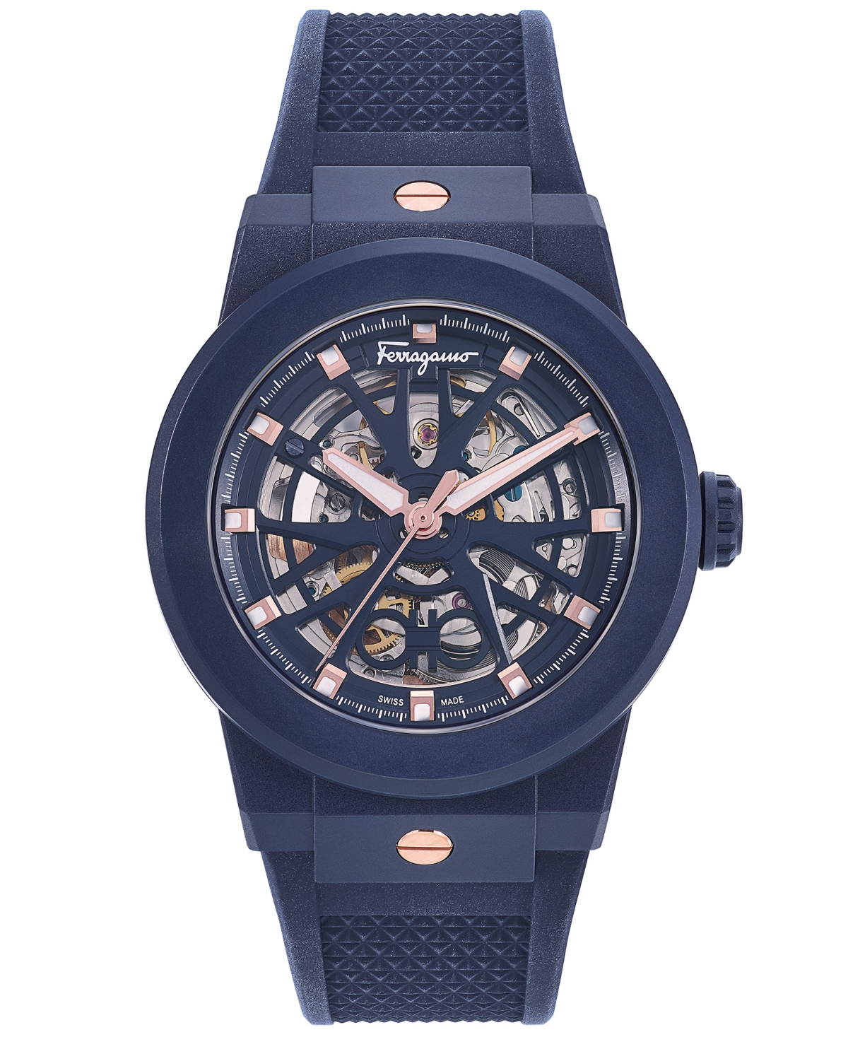 Salvatore ferragamo titanium ip black rubber strap men's watch new arrivals