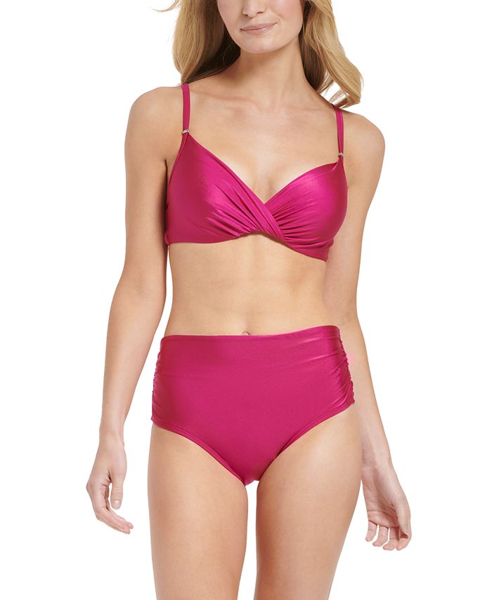 Klein Twist-Front Underwire Bikini Top & No Muffin Top Convertible Bottoms & - Swimsuits Cover-Ups - Women - Macy's