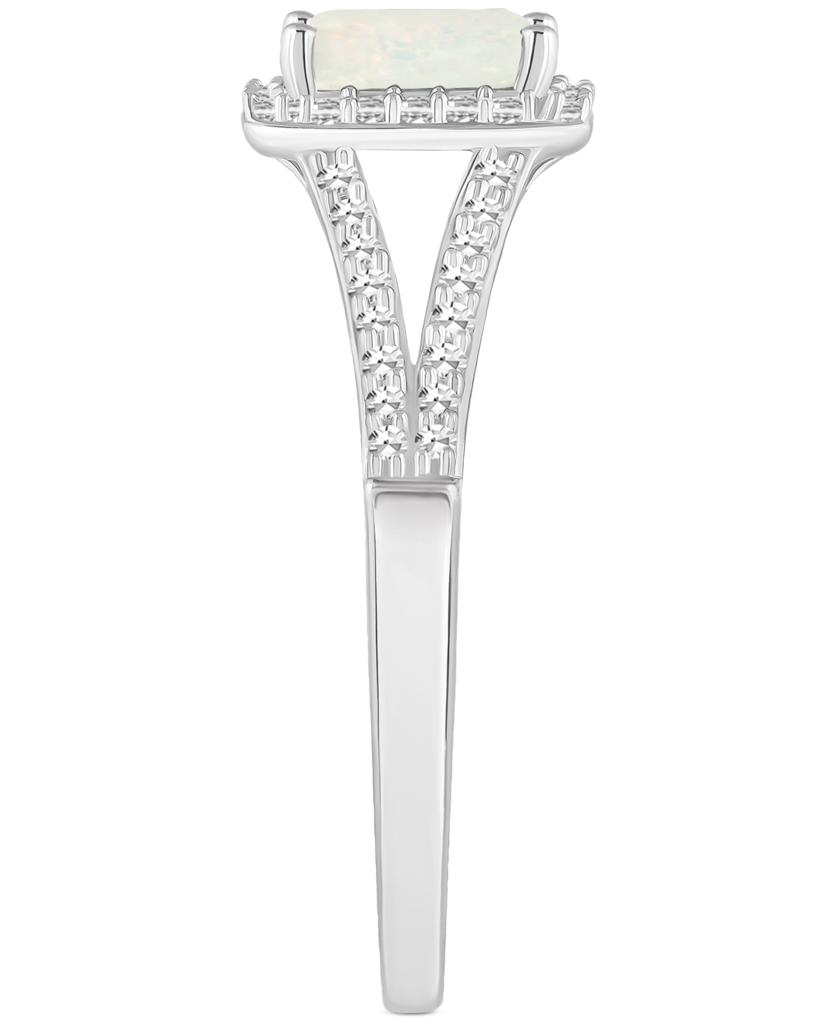 Aquamarine (1/2 ct. t.w.) & Diamond (1/4 ct. t.w.) Split Shank Ring in Sterling Silver (Also  - Opal