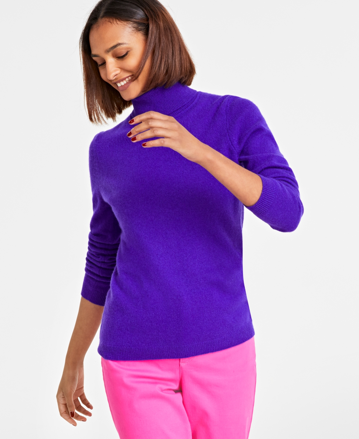 Charter Club Women s 100 Cashmere Turtleneck Sweater Regular Petite Created For Macys In Mystical Purple ModeSens