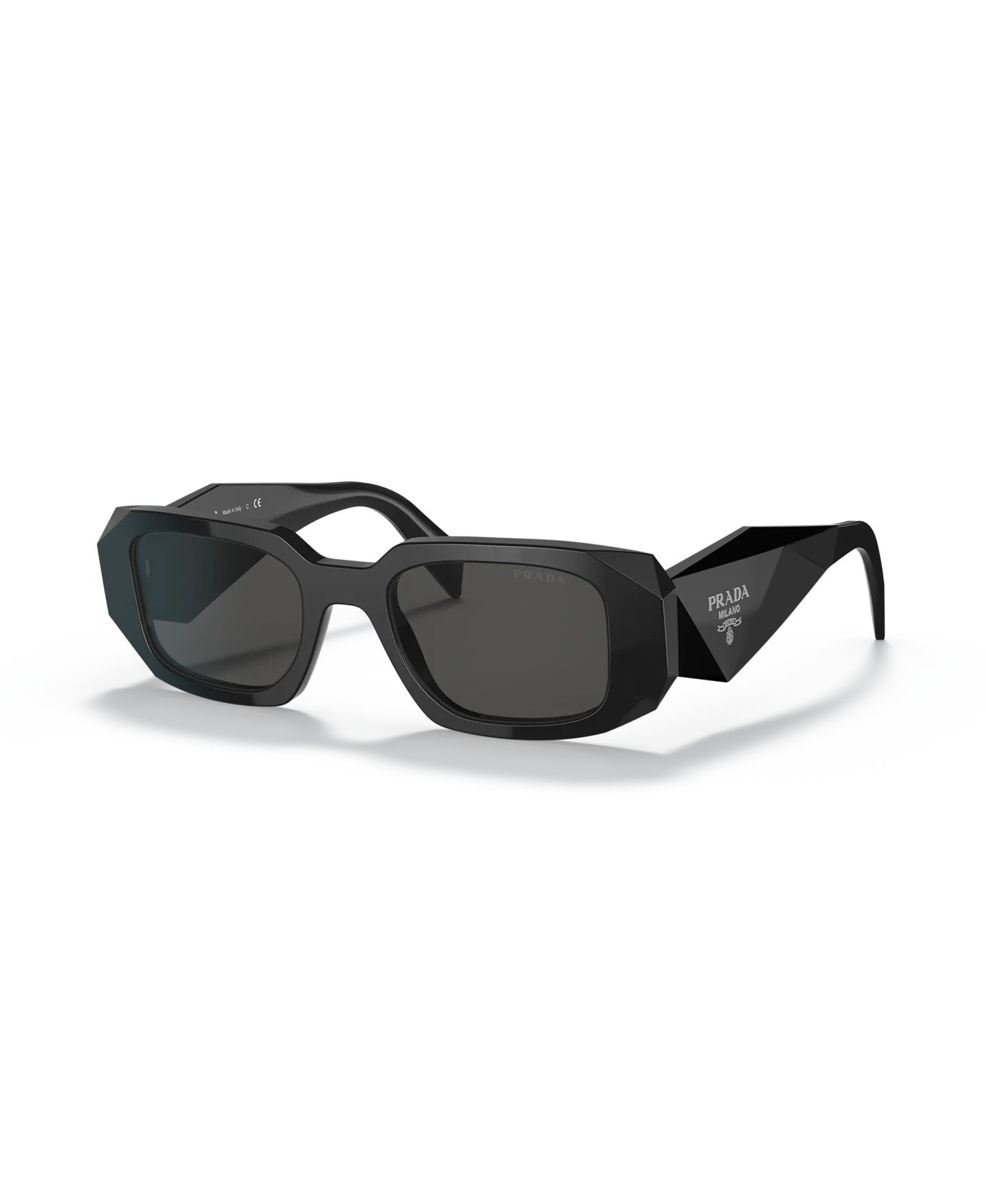 Женские солнцезащитные очки PRADA Low Bridge Rectangular Sunglasses, PR 17WSF, цвет: Чёрный — фото 1