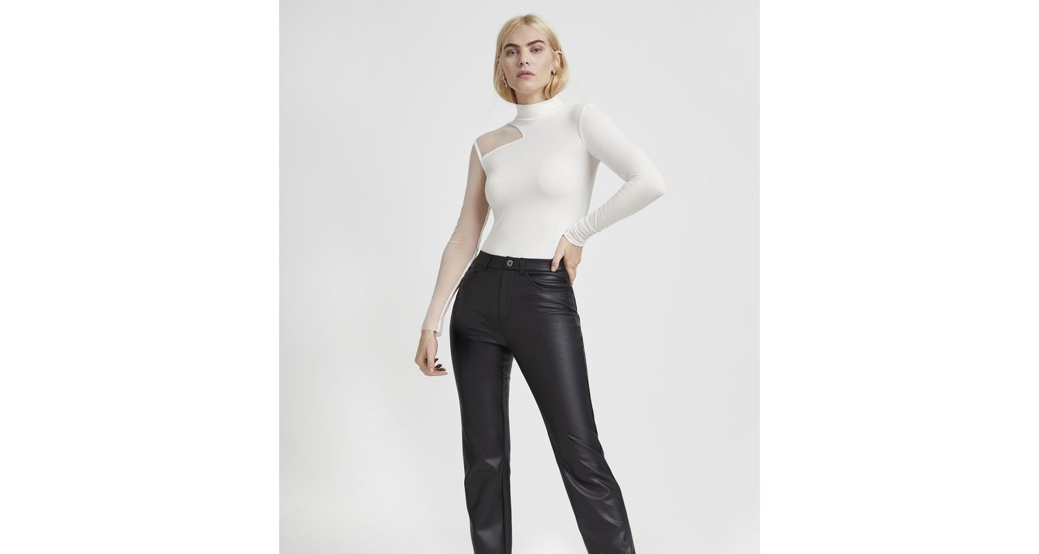 Women's Ysabel Mock-Neck Mesh-Sleeve Fitted Jersey Top