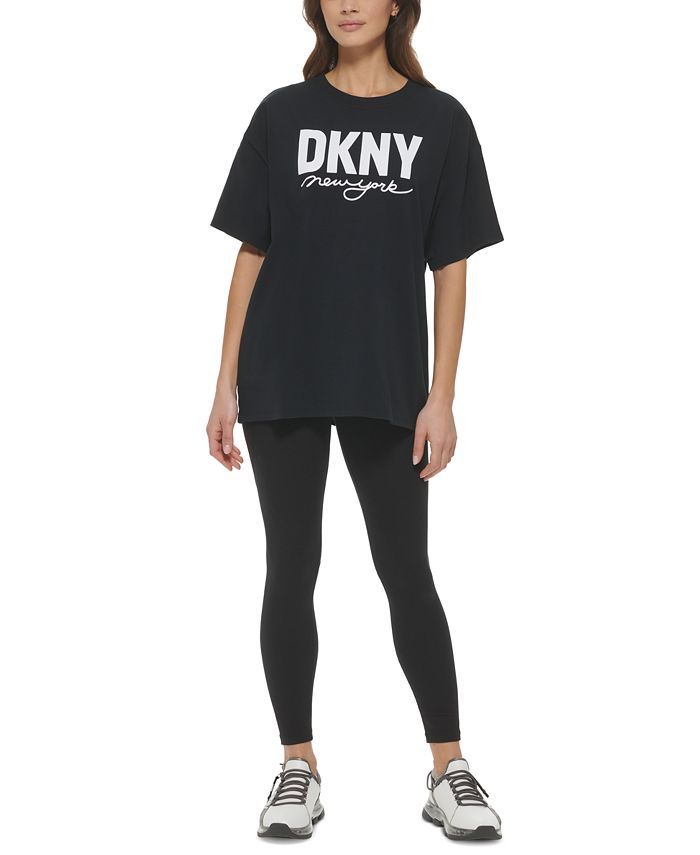 DKNY Women's Cotton Relaxed-Fit Logo-Print T-Shirt & Reviews ...