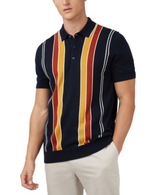 Ben Sherman - Men's All-Cotton Vertical Stripe Polo Shirt