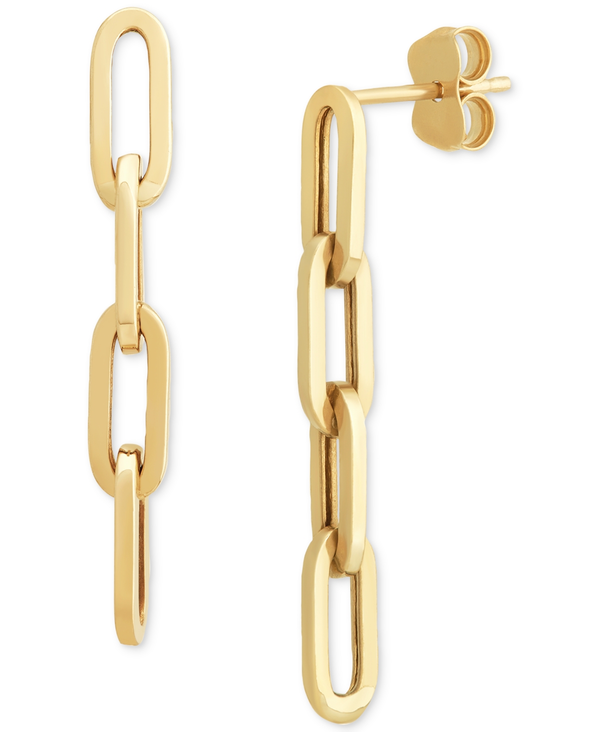 Macy's Polished Oval Paperclip Link Drop Earrings In 10k Gold