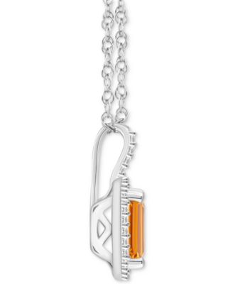 Amethyst (1-5/8 ct. t.w.) & Diamond (1/6 ct. t.w.) Halo 18" Pendant Necklace in Sterling Silver (Also in Citrine, Garnet, Peridot, & Blue Topaz)