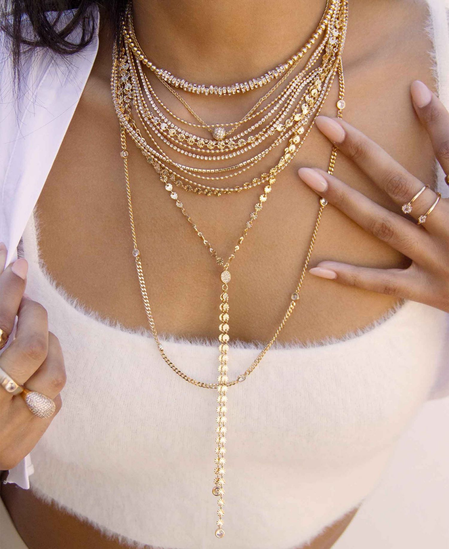 Fancy Multi-Chain Lariat Necklace