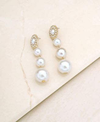 Graduating Imitation Pearl Earrings in 18K Gold Plating