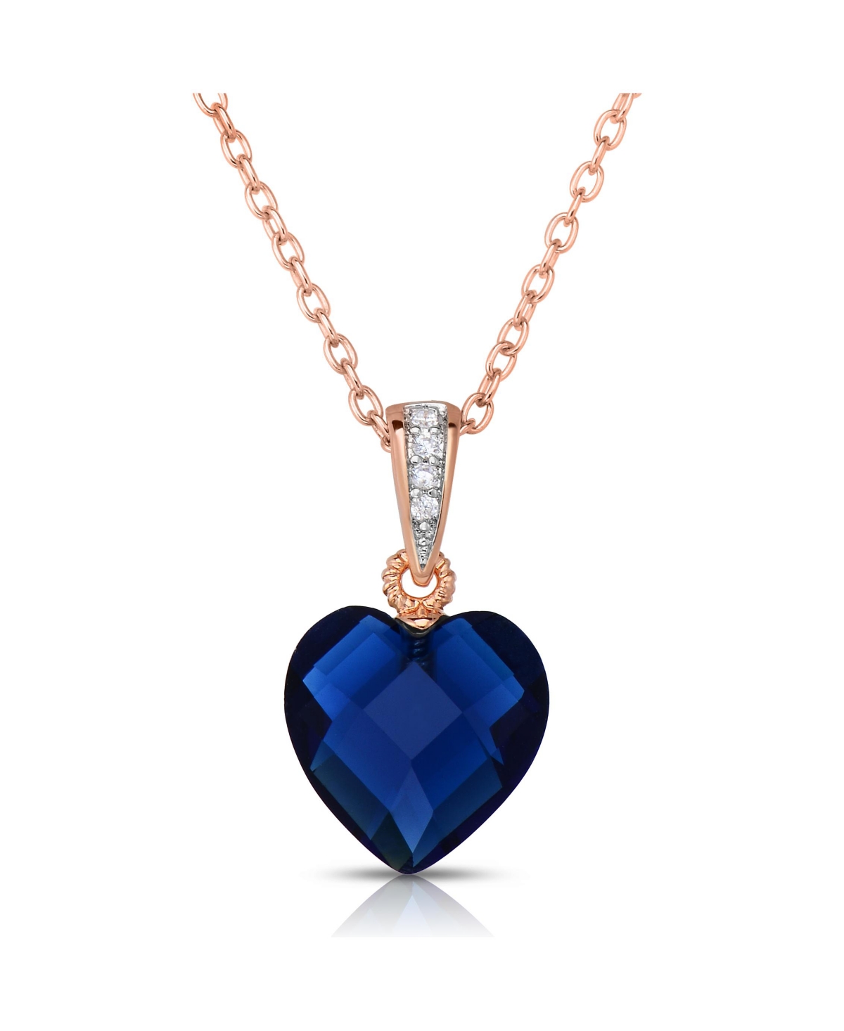 Sterling Silver Cubic Zirconia Heart shape Necklace - Blue