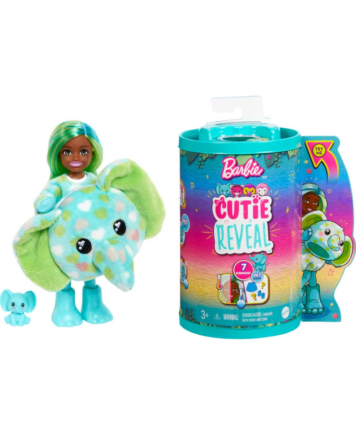 Barbie Kids' Cutie Reveal Jungle Series Chelsea Elephant Doll In Multi-color
