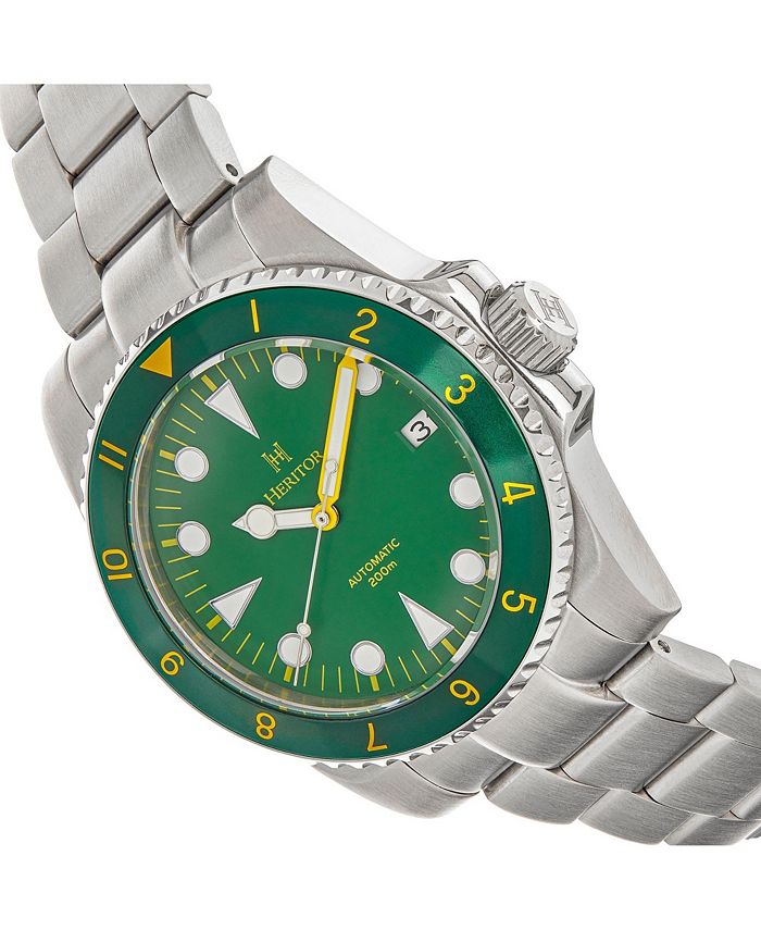 Heritor Automatic Men Luciano Stainless Steel Watch Green, 41mm Macy's