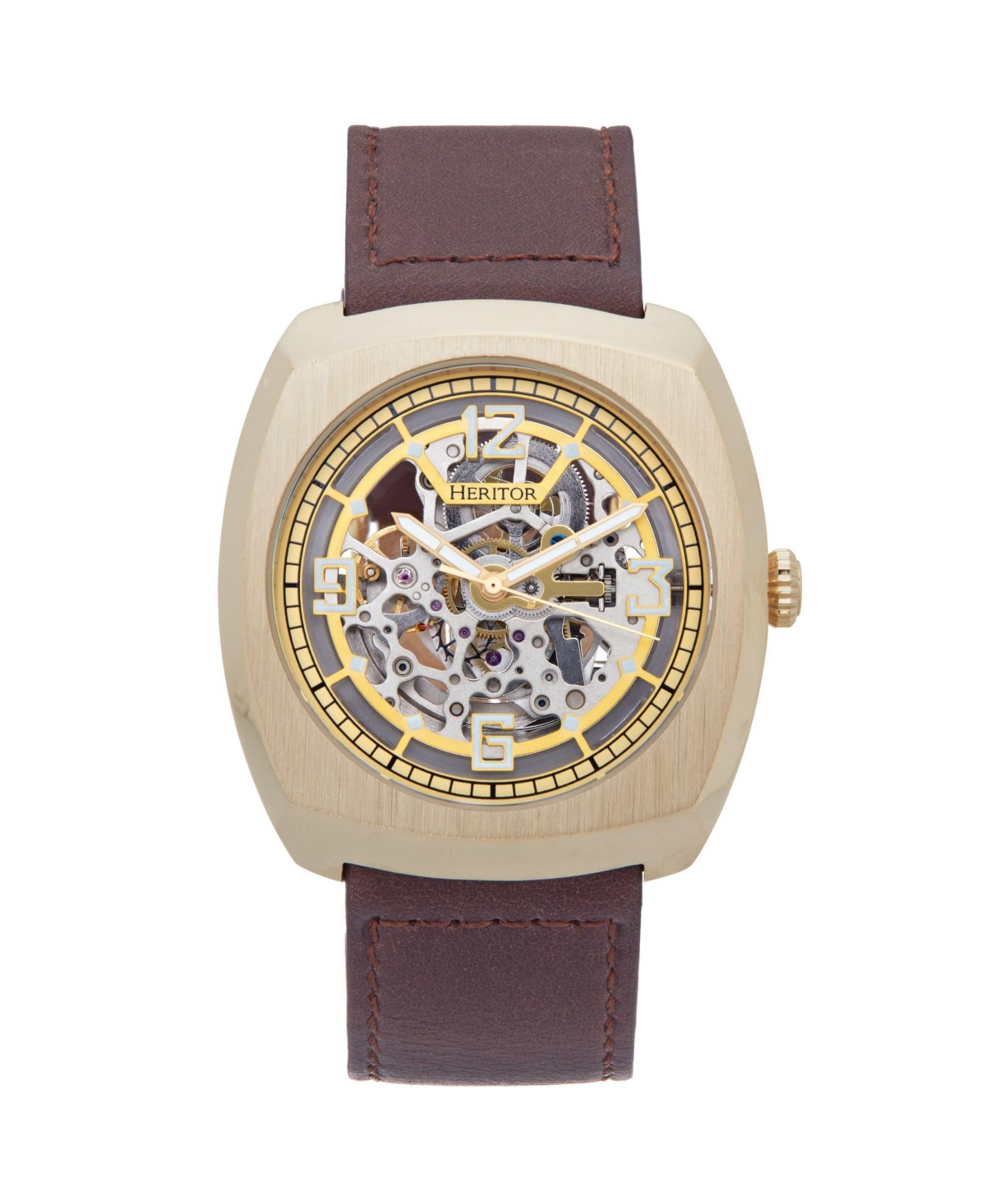 Men Gatling Leather Watch - Gold/Brown, 44mm - Gold/brown