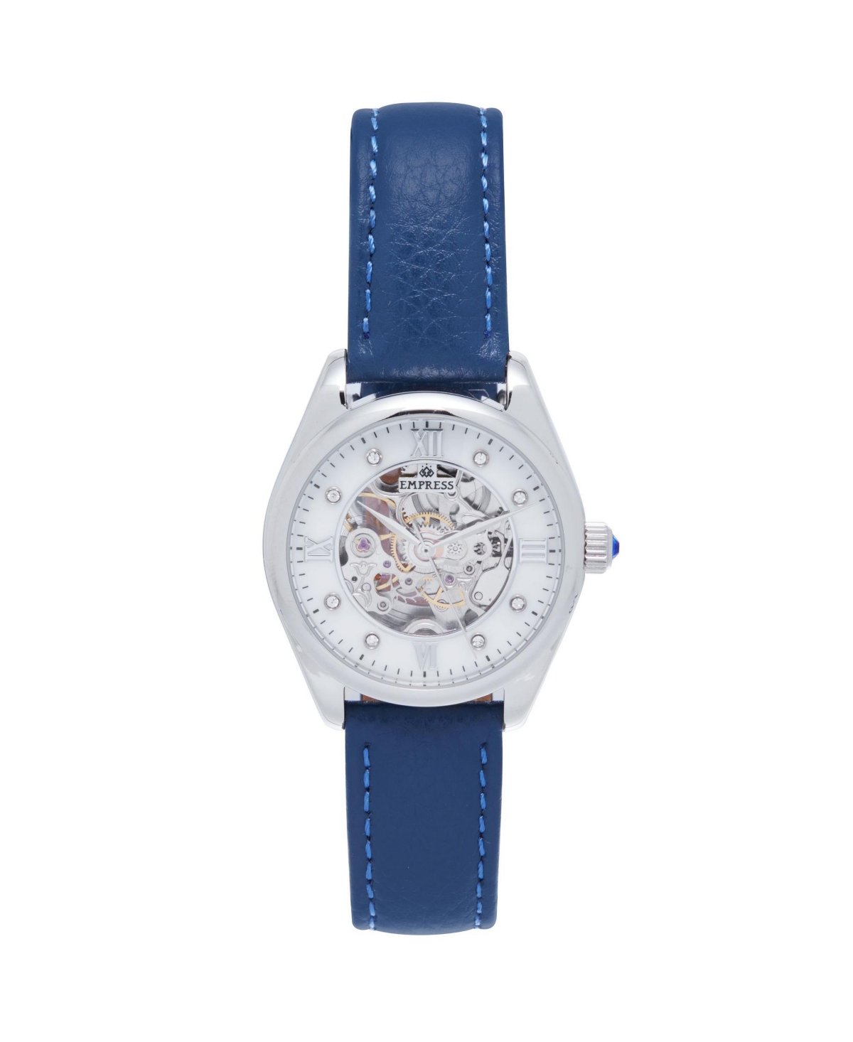 Women Magnolia Leather Watch - Blue/Silver, 37mm - Blue/Silver